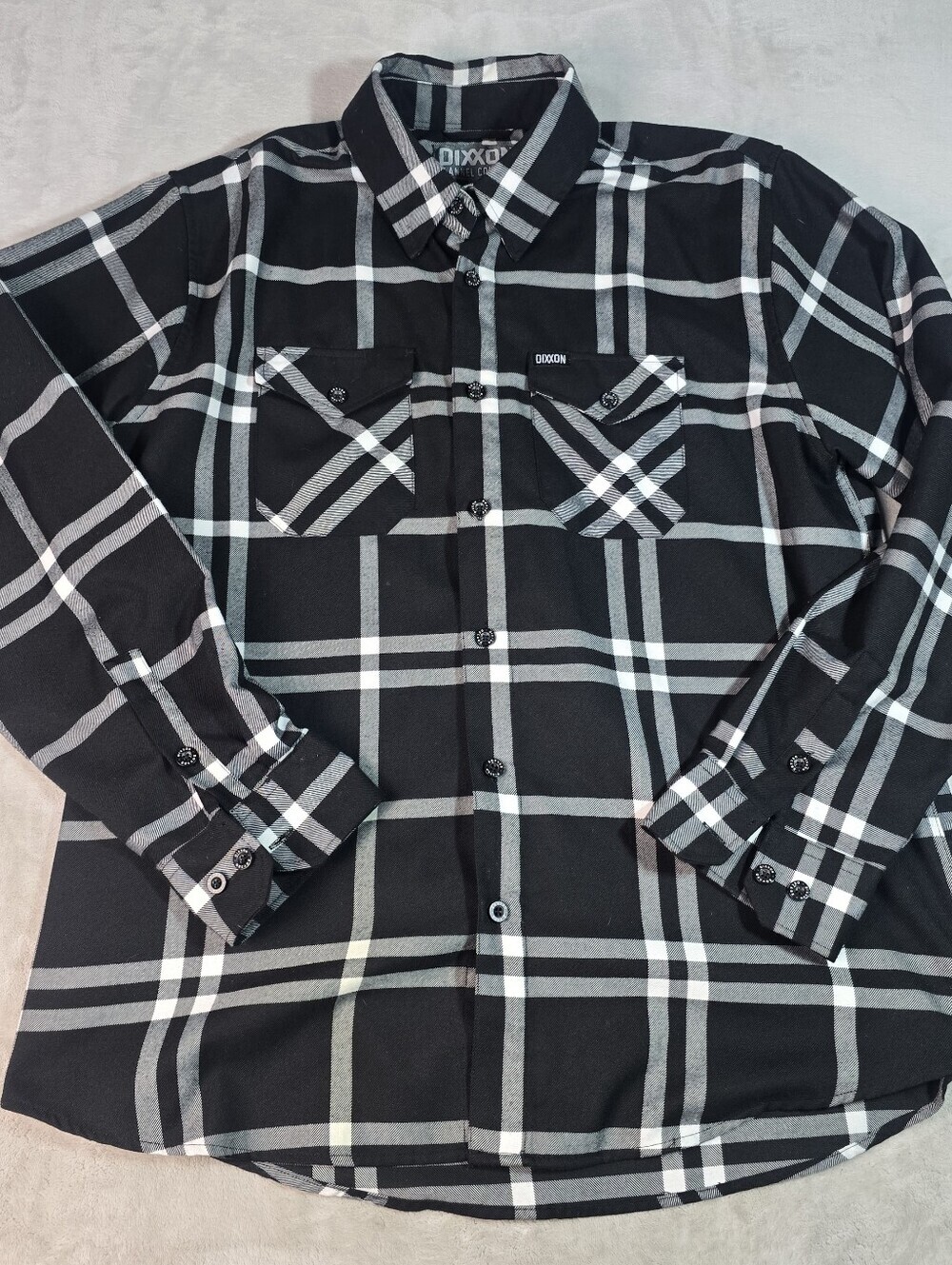 Diixon Flannel The Decade Long Sleeve Black White Sz XL